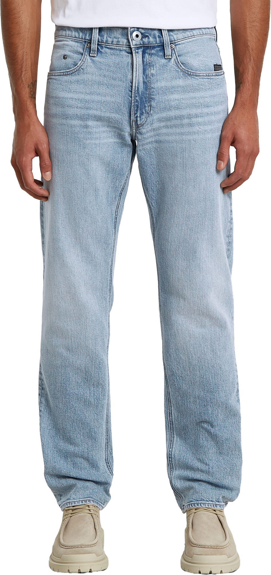 G-Star Raw Straight fit jeans in used-look, model 'MOSA' in middengrijs online kopen | P&C
