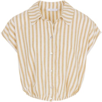Bieke linen stripe blouse ochre
