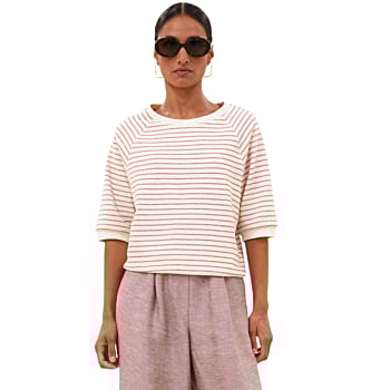 Neva Heavy Jersey Stripe Top Sunset Rose Stripe