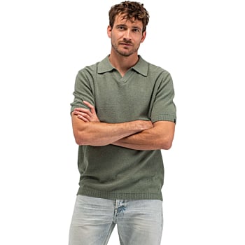 Boucle Knit Polo Jade green