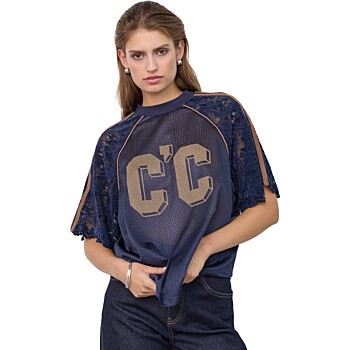 ReenaCC Logo Lace Tee Navy