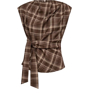 DagnyCC CHeck pleat top brown