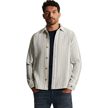 LONG SLEEVE SHIRT Twill Slub Strip White Onyx