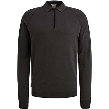 Long sleeve polo regular fit visco Black Sand