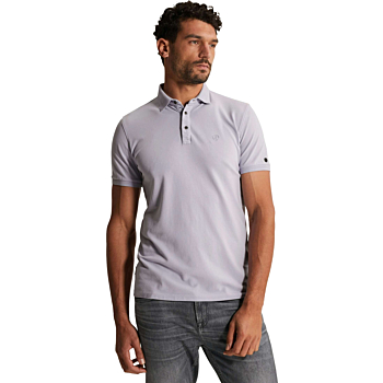 Short sleeve polo slim fit fine pi Cosmic Sky