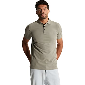 Short sleeve polo slim fit fine pi Dried Sage
