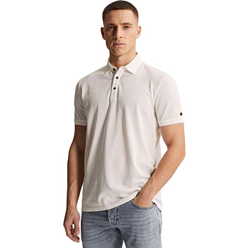 Short sleeve polo slim fit fine pi Snow White