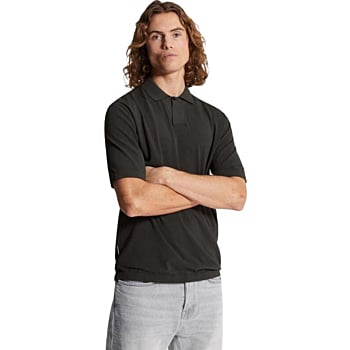 Short sleeve polo regular fit visc Black Sand