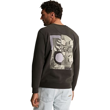 Long sleeve r-neck relaxed fit gra Black Sand