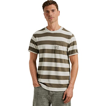Short sleeve r-neck y/d stripe Brindle