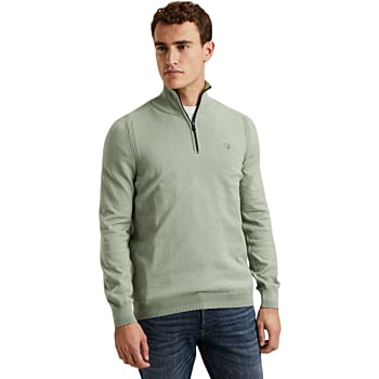 Half zip collar cotton stretch Seagrass