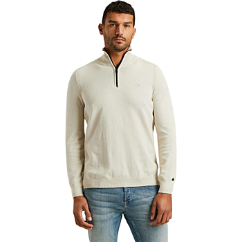 Half zip collar cotton stretch Almond Milk