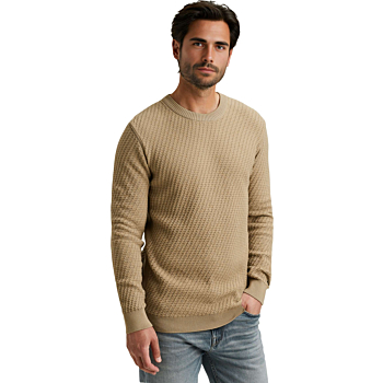 Crewneck regular fit cotton stretc Crockery