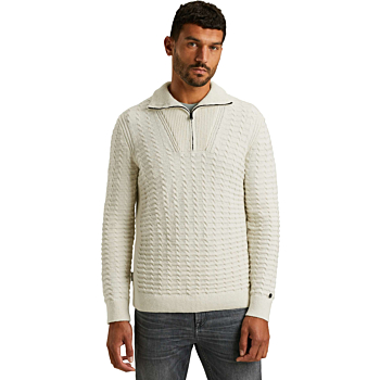 Half zip collar cotton boucle Vaporous Gray
