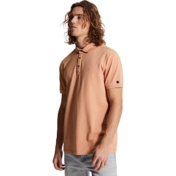 Short sleeve polo slim fit fine pi Cafe Creme