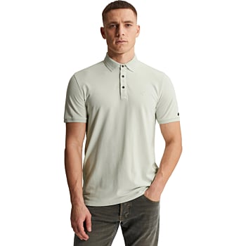 Short sleeve polo slim fit fine pi Blue Flower