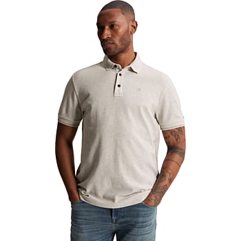 Short sleeve polo slim fit popcorn Naturel Melee