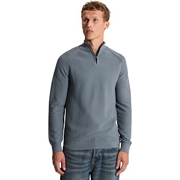 Half zip collar slim fit cotton ea Blue Mirage