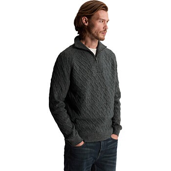 Half zip collar regular fit cotton Lunar Rock