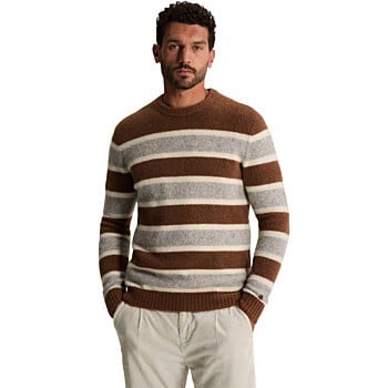 Crewneck regular fit wool stretch Mahogany