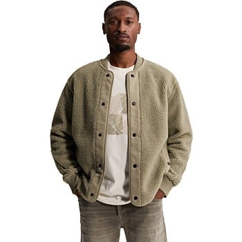 Button jacket relaxed fit sherpa Abbey Stone