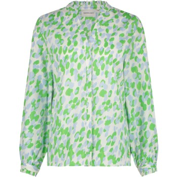 Frida ruffle blouse white green & blue 