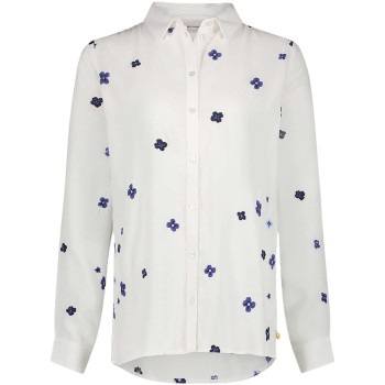 Sophia blouse white & blue embro flowers