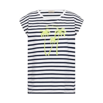 FQFenjal tee brilliant white & navy blue