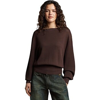 Open neck structure knit wmn