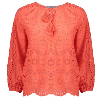 Top coral broderie