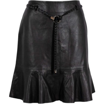 Black skirt real nappa sheep leather