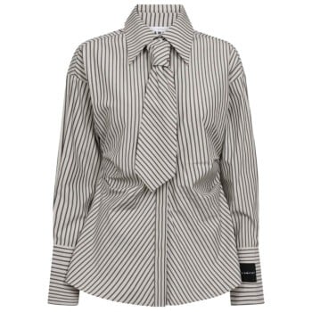 Gemma Tie Stripe Shirt Beige