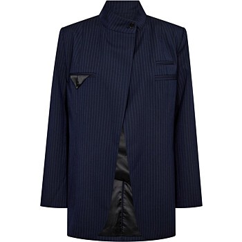 Navy Pin Overlap Blazer Navy