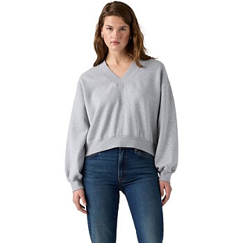 Vintage V neck sweat silver heather grey