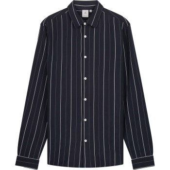 Silky longsleeve shirt dark blue & white striped