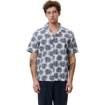Dahlia Jacquard SS Shirt Dark Denim Blue