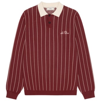 Signature knitted l/s polo Chocolate truffle red