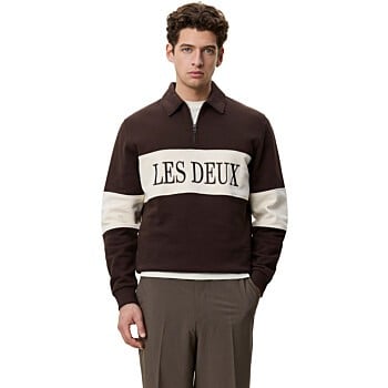Zipper Rugby Sweatshirt Mole Brown