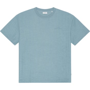 Stripe jacquard t-shirt faded denim blue