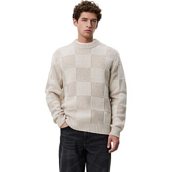 Check Knit Eggnog White
