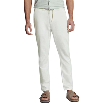 Pants With Linen Garment Dyed White