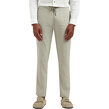 Pants With Linen Yarn Dyed Taupe