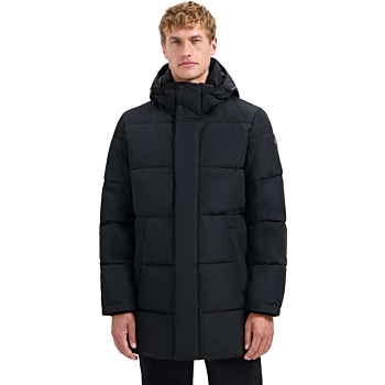 Jacket Long Parka Hood Padded Black