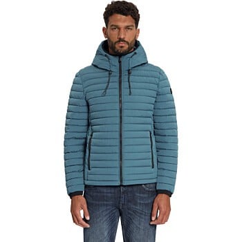 Jacket Hooded Short Fit Padded Shadow Blue