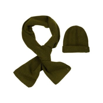 Beenie + Scarf Rib Knit Set Army