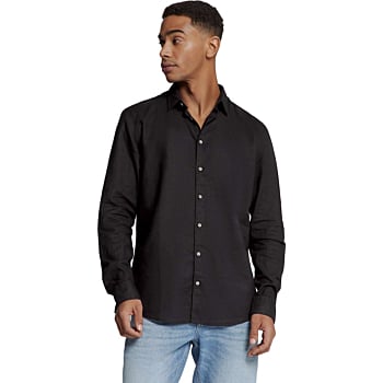 Shirt Solid With Linen Black