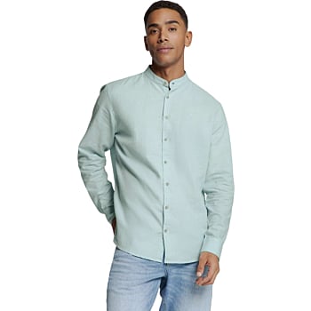 Shirt Granddad Solid With Linen Ice
