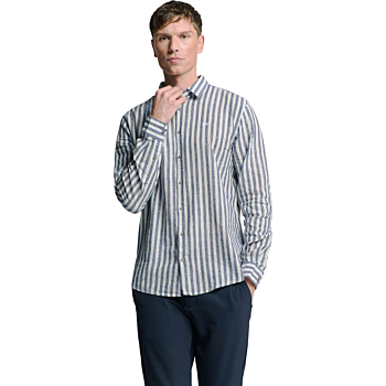 Shirt Verical Big stripes With Line Indigo Blue