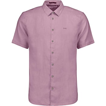 Shirt Short Sleeve Solid With Linen Mauve