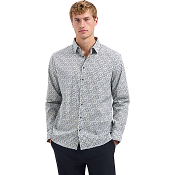 Shirt Stretch Allover Printed Dusty Blue